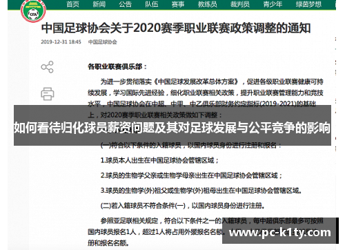 如何看待归化球员薪资问题及其对足球发展与公平竞争的影响